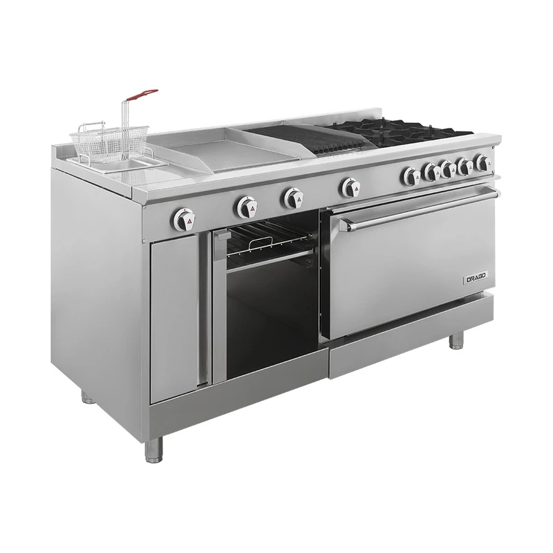 Estufa universal estándar con 4 quemadores horno asador plancha freidora y gratinador