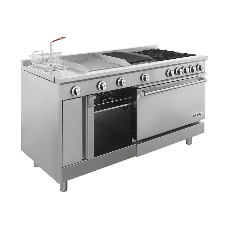 Estufa universal estándar con 4 quemadores horno asador plancha freidora y gratinador