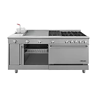 Estufa universal con 4 quemadores horno asador plancha doble freidora y gratinador