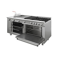 Estufa universal con 4 quemadores horno asador plancha doble freidora y gratinador