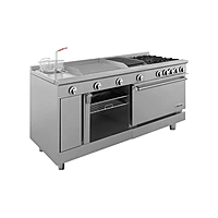 Estufa universal con 4 quemadores horno asador plancha doble freidora y gratinador