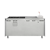 Estufa universal con 4 quemadores horno asador plancha doble freidora y gratinador