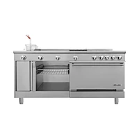 Estufa universal con 4 quemadores horno asador plancha doble freidora y gratinador