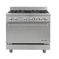 Estufa con horno gas LP 6 quemadores respaldo bajo GES-060-000 marca DRAGO