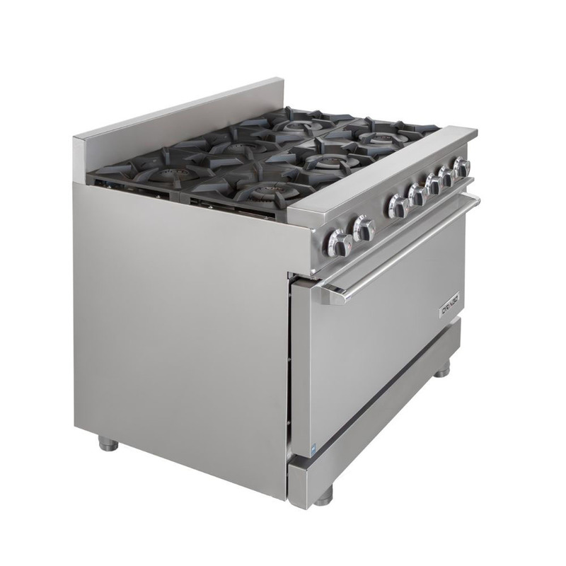 Estufa con horno gas LP 6 quemadores respaldo bajo GES-060-000 marca DRAGO
