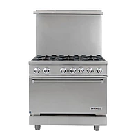 Estufa con horno gas LP 6 quemadores respaldo alto GES-060-010 marca DRAGO
