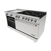 Estufa con 6 quemadores horno plancha de 2 pies y gratinador