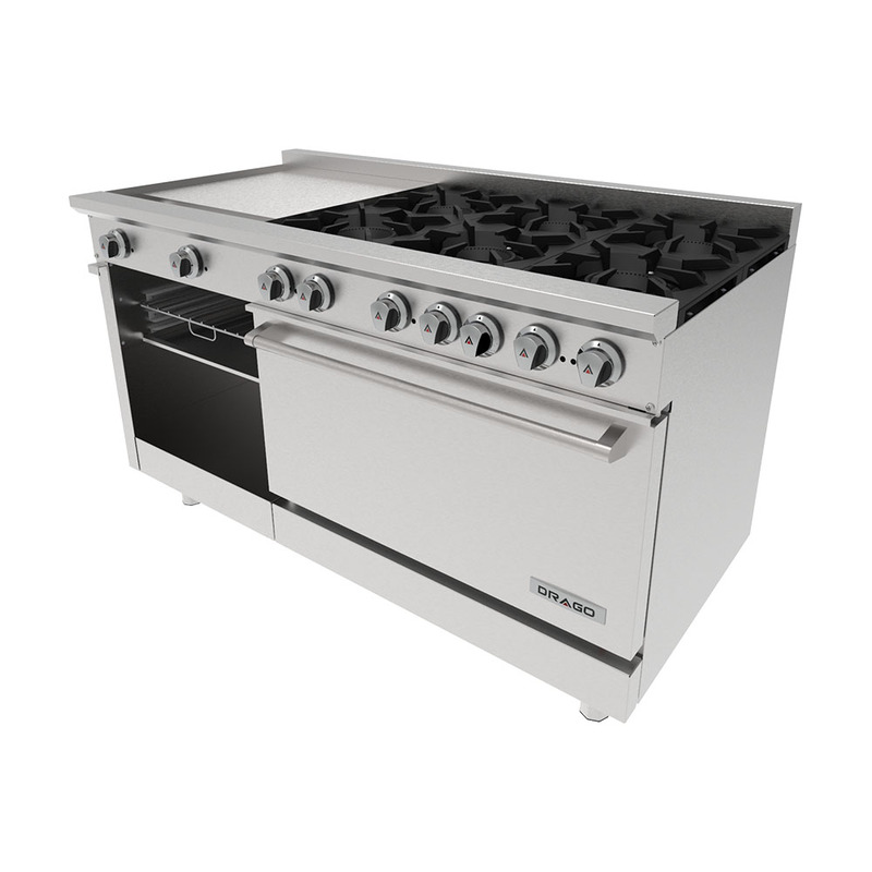 Estufa con 6 quemadores horno plancha de 2 pies y gratinador