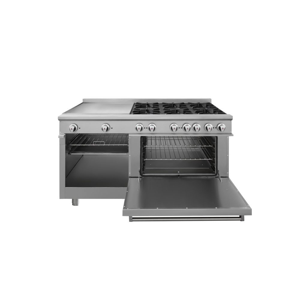 Estufa con 6 quemadores horno plancha de 2 pies y gratinador GES-062-000
