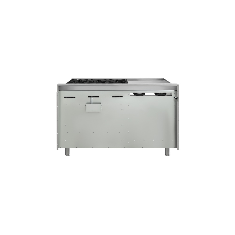 Estufa con 6 quemadores horno plancha de 2 pies y gratinador GES-062-000