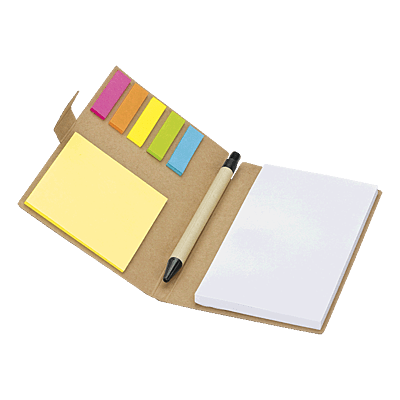 Recycled Notebook with Pen and Flags