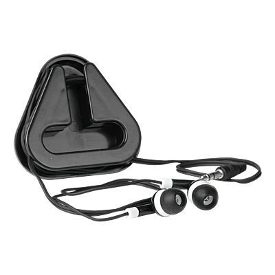 Earphones in Triangular Protective Case