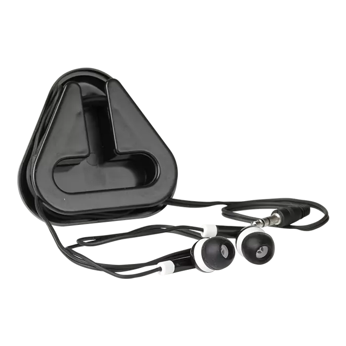 Earphones in Triangular Protective Case