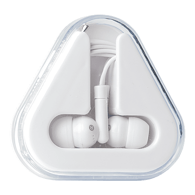 Earphones in Triangular Protective Case