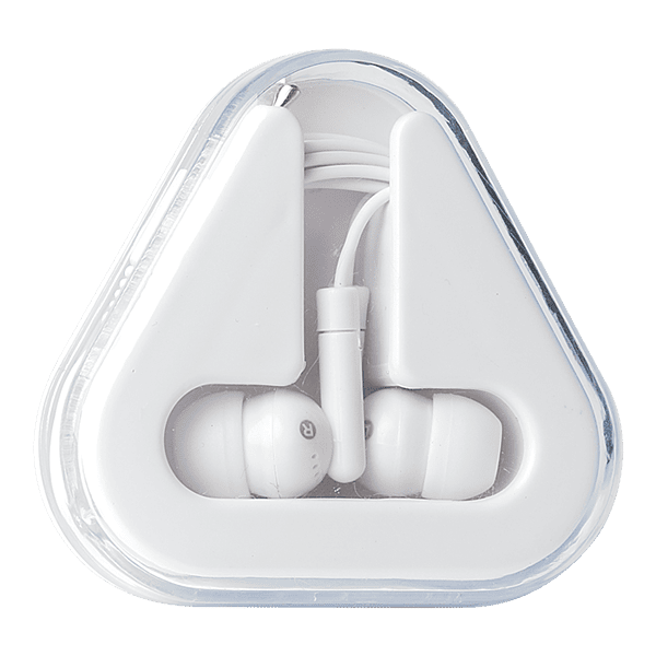 Earphones in Triangular Protective Case
