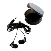 Earphones in Round Case