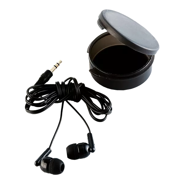 Earphones in Round Case