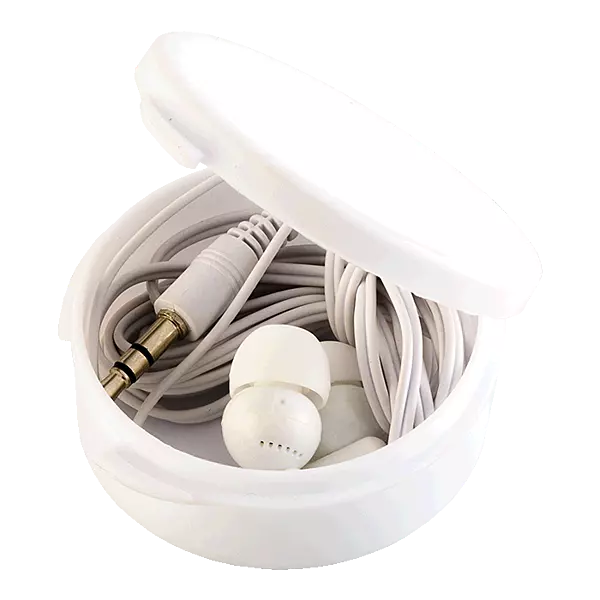 Earphones in Round Case
