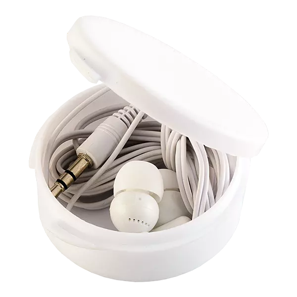 Earphones in Round Case
