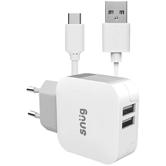 Snug Home Charger With USB Type-C Charge and Sync Cable