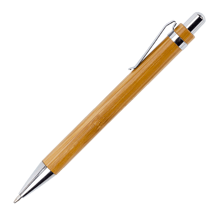 Bamboo Ballpoint Pen with Metal Trims