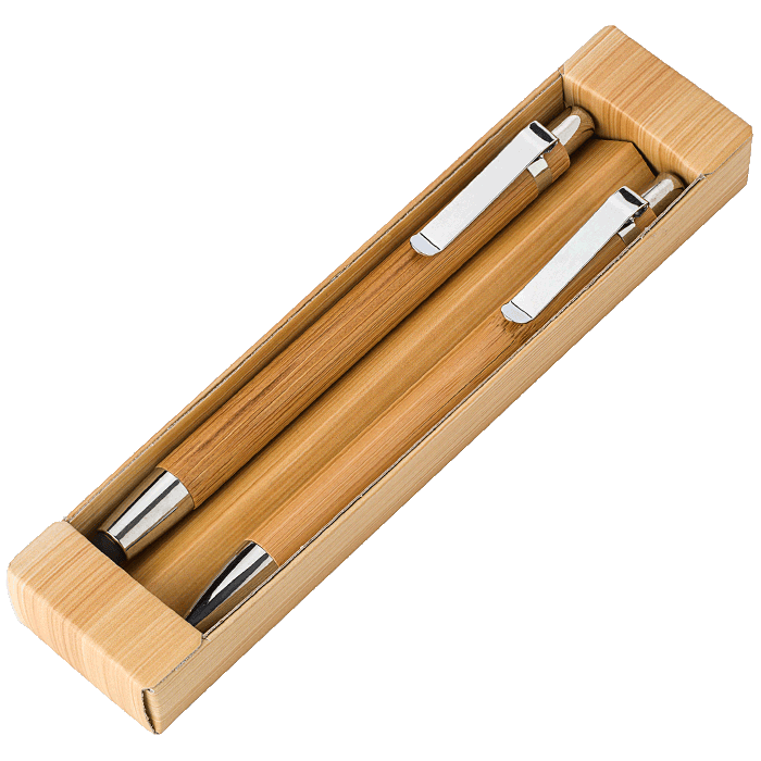 Bamboo Pen and Clutch Pencil Set