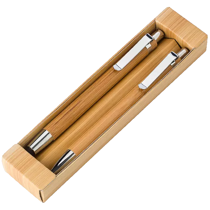 Bamboo Pen and Clutch Pencil Set