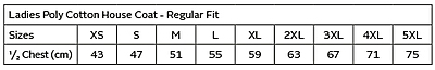 Poly Cotton House Coat Ladies