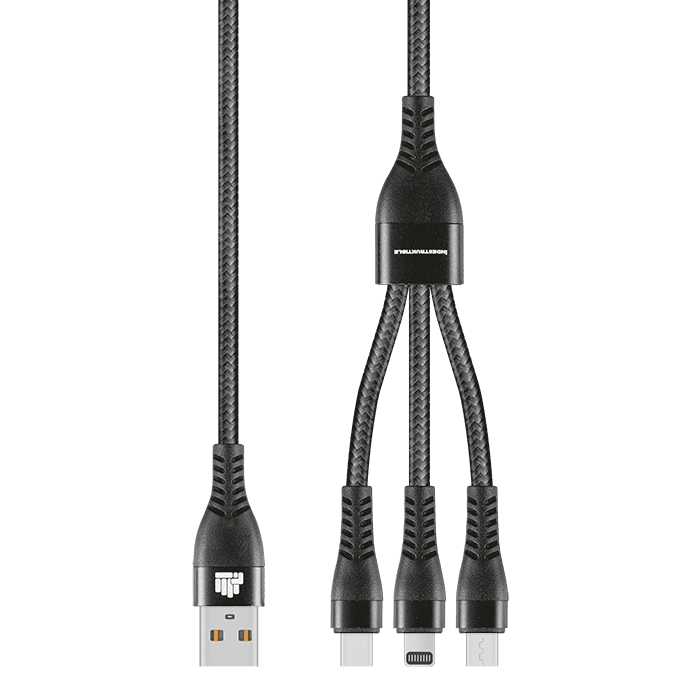 1.2m 3-In-1 Charger Cable Allum alloy and Braiding