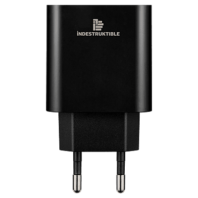 IND 3.1AMP Dual USB Wall Charger With Micro-USB & Type-C Cab