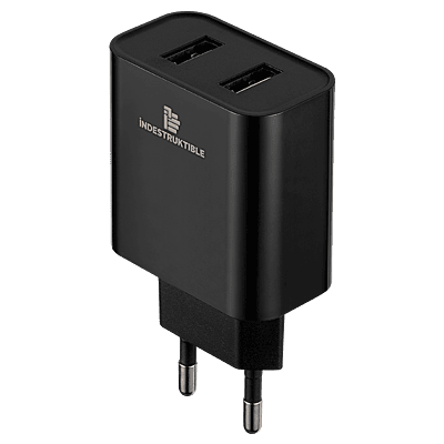 IND 3.1AMP Dual USB Wall Charger With Micro-USB & Type-C Cab