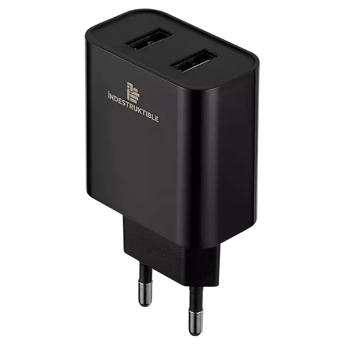 IND 3.1AMP Dual USB Wall Charger With Micro-USB & Type-C Cab