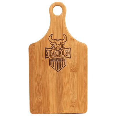 Personalized 13 1/2" x 7" Bamboo Paddle Shape Cutting Board