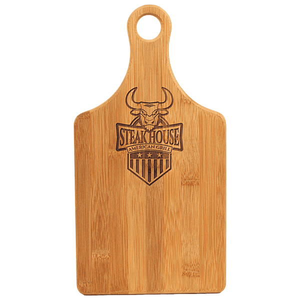 Personalized 13 1/2" x 7" Bamboo Paddle Shape Cutting Board