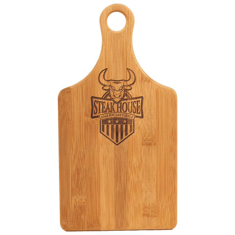 Personalized 13 1/2" x 7" Bamboo Paddle Shape Cutting Board
