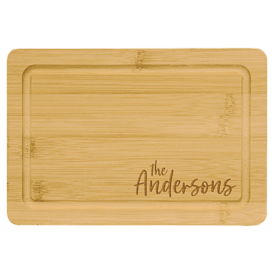 Personalized Bamboo Cutting Board with Drip Ring – 9" x 6"