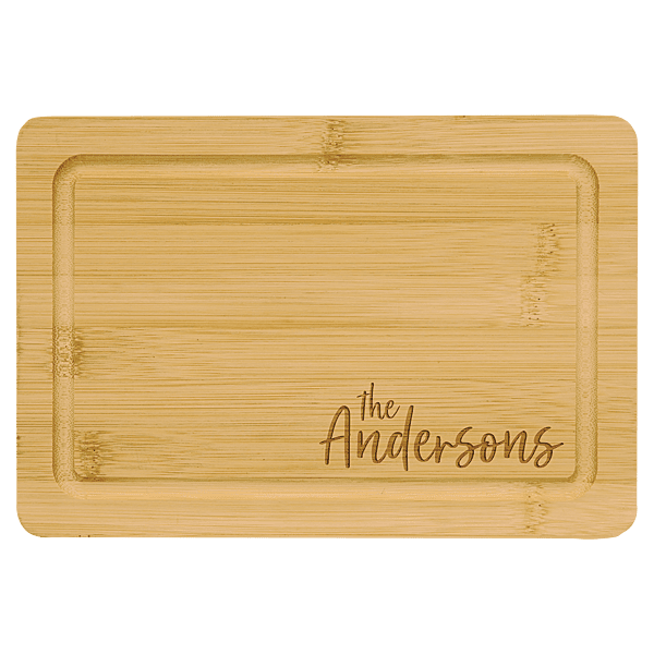 Personalized Bamboo Cutting Board with Drip Ring – 9" x 6"