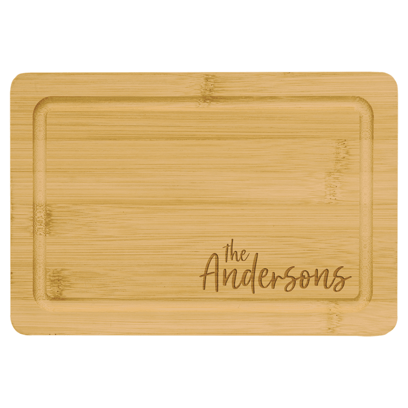 Personalized Bamboo Cutting Board with Drip Ring – 9" x 6"