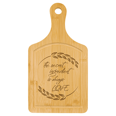 Bamboo Paddle Cutting Board with Drip Ring – 13 1/2" x 7"