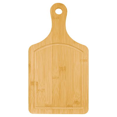 Bamboo Paddle Cutting Board with Drip Ring – 13 1/2" x 7"
