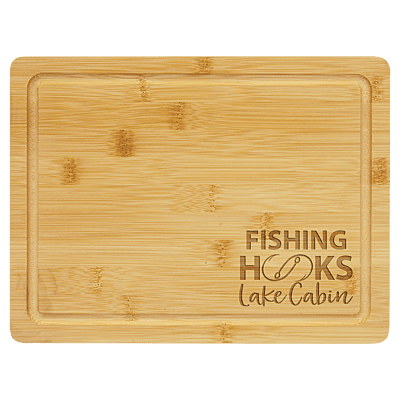 Personalized Bamboo Cutting Board with Drip Ring – 11 1/2" x 8 3/4"