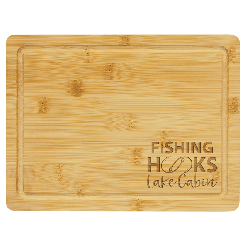 Personalized Bamboo Cutting Board with Drip Ring – 11 1/2" x 8 3/4"