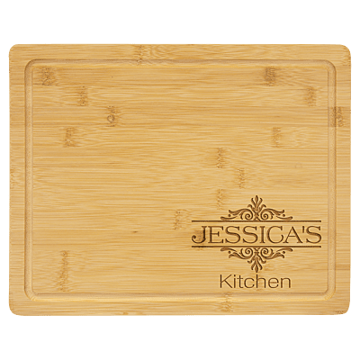 Personalized Bamboo Cutting Board with Drip Ring – 13 3/4" x 11"