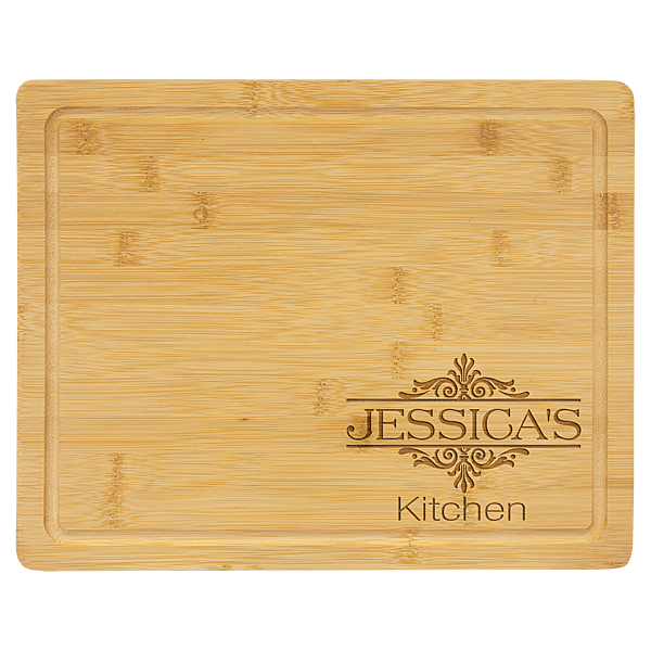 Personalized Bamboo Cutting Board with Drip Ring – 13 3/4" x 11"