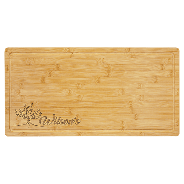 Personalized Bamboo Cutting Board with Drip Ring – 23 3/4" x 12"