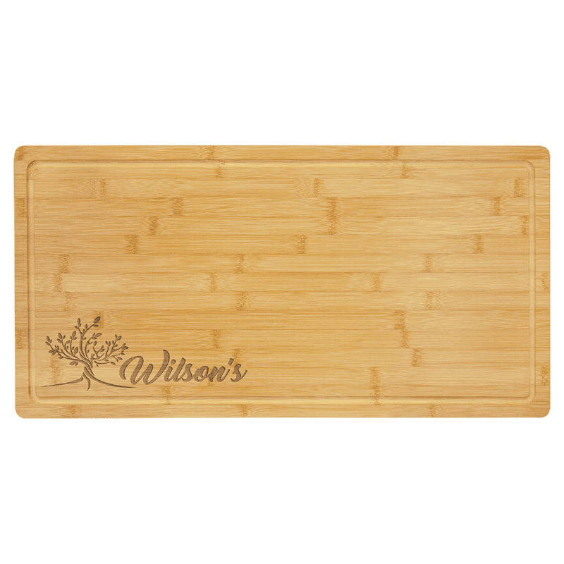 Personalized Bamboo Cutting Board with Drip Ring – 23 3/4" x 12"