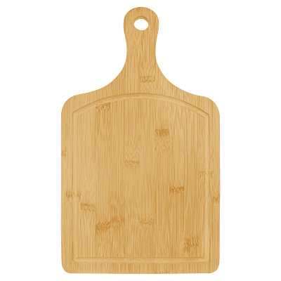 Personalized Bamboo Paddle Cutting Board with Drip Ring – 15 1/2" x 9"