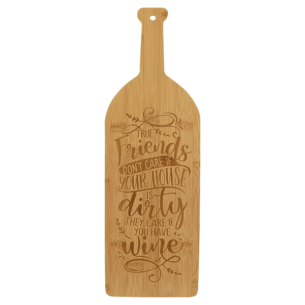 Personalized Bamboo Wine Bottle Cutting Board – 17" x 5 1/4"
