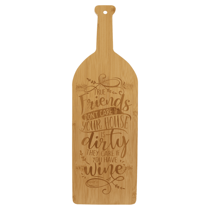 Personalized Bamboo Wine Bottle Cutting Board – 17" x 5 1/4"