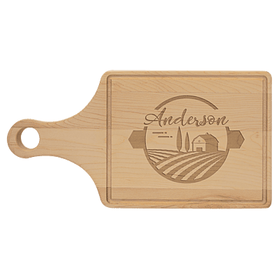 Personalized Maple Paddle Cutting Board with Drip Ring – 13 1/2" x 7"